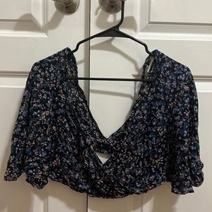 Urban outfitters deep v floral crop top